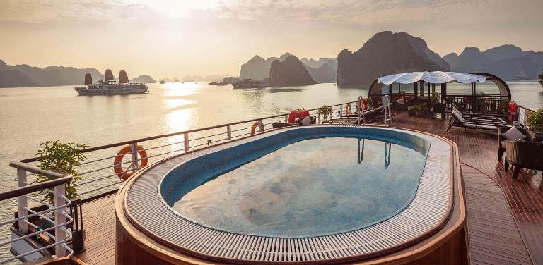 cruise halong bay 3 days 2 nights pool on sunset halong bay boat trip